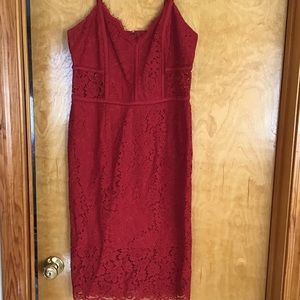 Express Red Lace Knee Length Dress